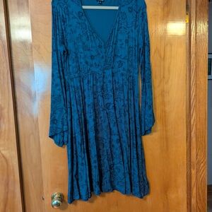 Torrid Blue Floral Long Sleeve Dress